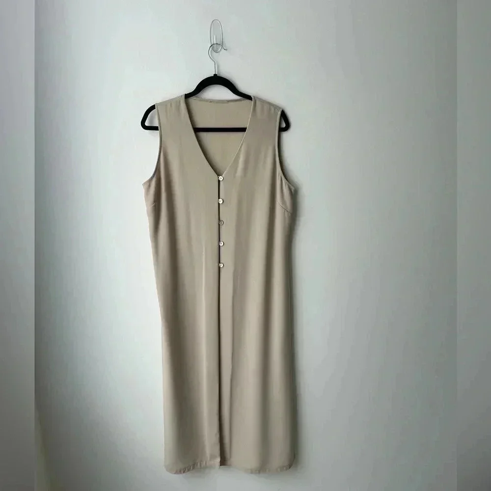 Wallis Long Crepe Vest Duster Minimalist Sleeveless Cardigan Neutral Capsule - Picture 2 of 12
